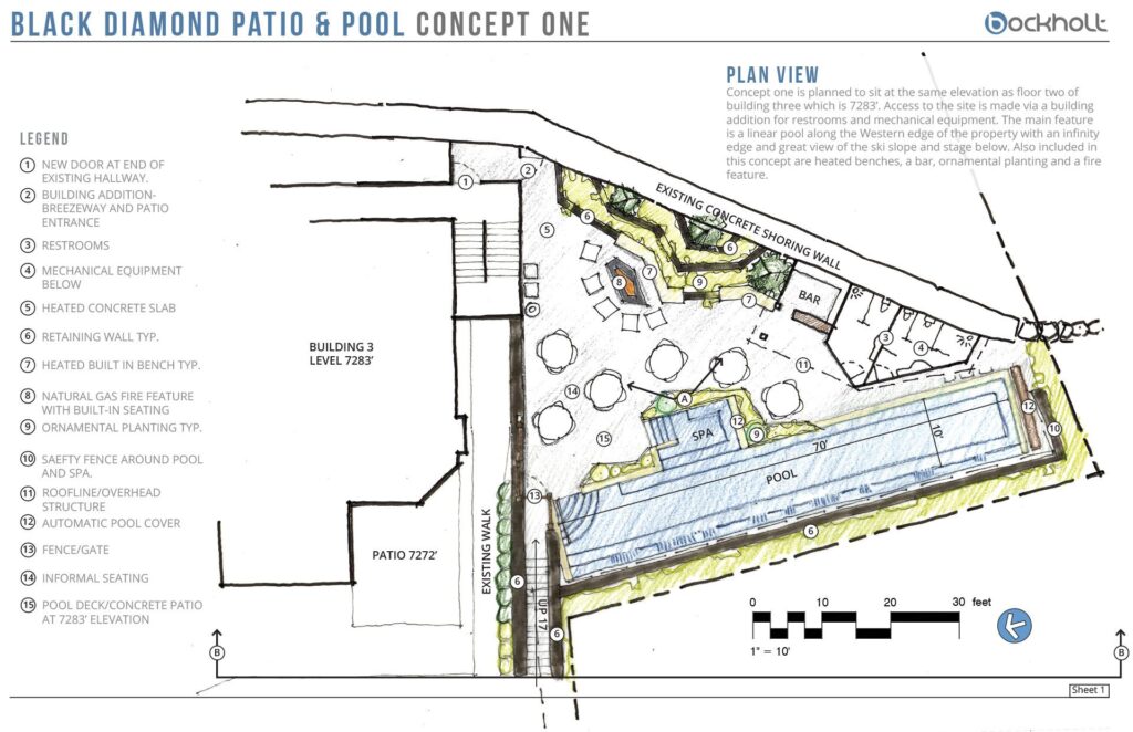 Black Diamond - pool and patio plan view