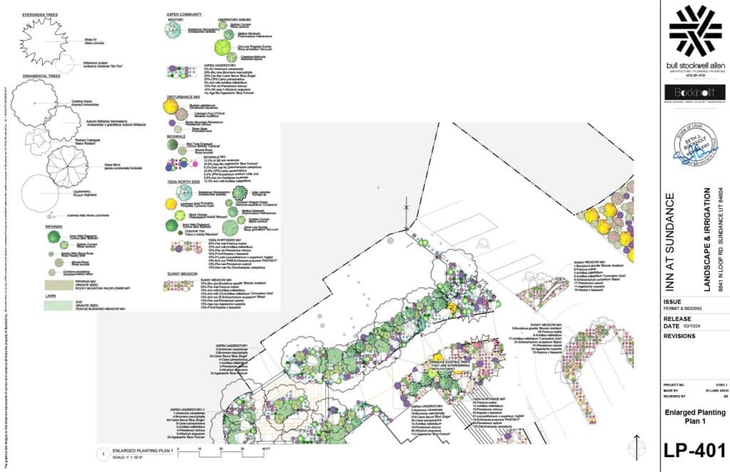 The Inn at Sundance Mountain Resort - enlarged planting plan 1