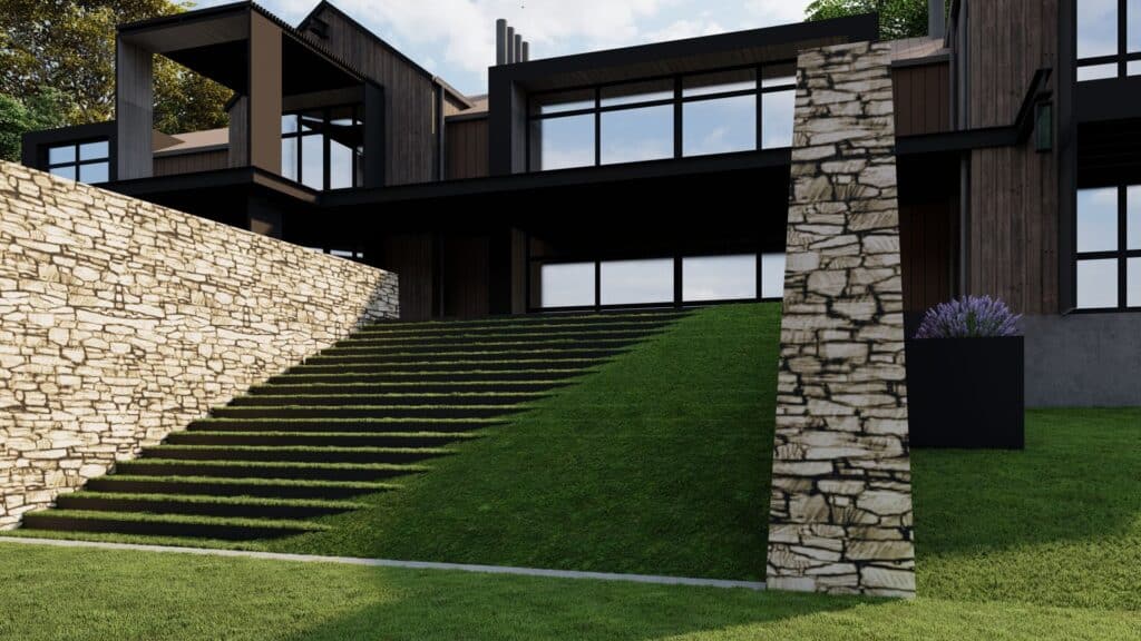 Miller Mountain Top - rendering of backyard stairs